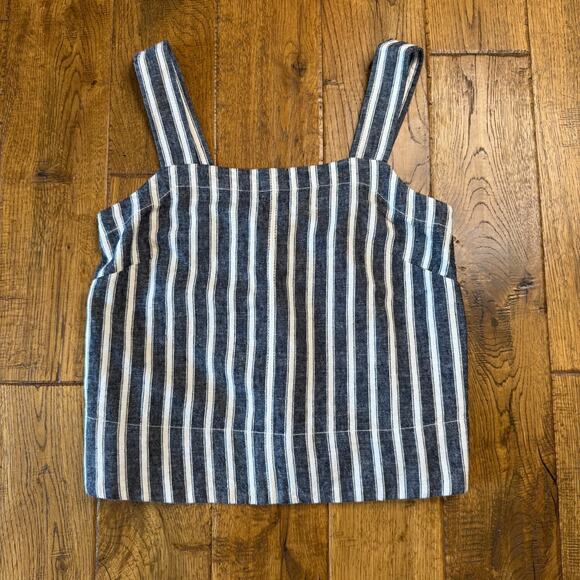 Madewell Tops - Madewell Women Square-Neck Linen Blend Striped Sleeve Top NWT Coastal Chic XXSd